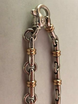 Rare Vintage Authentic Tiffany & Co Bar Link Bracelet Sterling Silver & 18k Gold 8