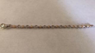 Rare Vintage Authentic Tiffany & Co Bar Link Bracelet Sterling Silver & 18k Gold 9