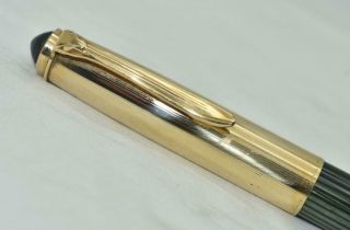 Vintage PELIKAN Fountain Pen Green Stripe Barrel Rolled Gold Double L Gold Cap 4