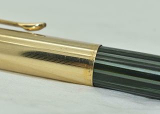 Vintage PELIKAN Fountain Pen Green Stripe Barrel Rolled Gold Double L Gold Cap 5