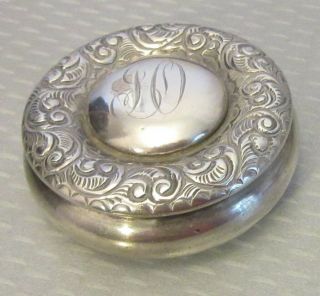 Antique Victorian Sterling Silver Box Puffy Hinged Lid Pillbox Snuff Patch 43g