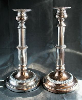 Old Sheffield Cold Fusion Silver Plate Telescoping Candlesticks C.  1795