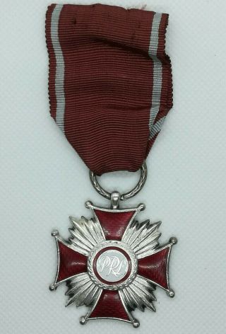 Polish Silver Cross Of Merit Prl Rp Poland White Eagle Order