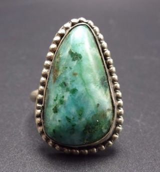 Vintage Navajo Sterling Silver & Deep Blue - Green Turquoise Ring,  Size 8.  5