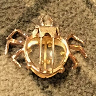 Fine 1944 Coro Craft Signed Sterling Silver Rhinestone/Glass Bug Clip Pin 3