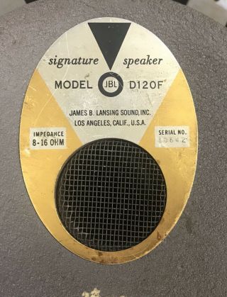 Vintage JBL D - 120F 12” Guitar Speaker,  8 Ohm 2