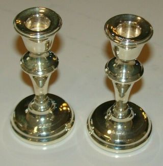 2 Mid Century English Sterling Silver 4 1/2 " Candlesticks 1954 A.  L.  Davenport