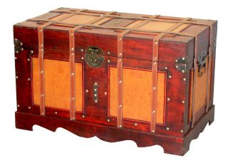 Large Antique Style Steamer Trunk,  Decorative Storage Box,  Qi003318l