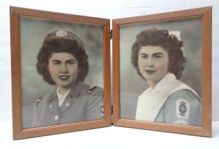 Vintage 1940s Wwii Cadet Nurse Photographs Framed Set