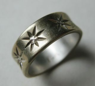 Fine Vintage 14k White Gold Diamond Cut Wedding Band Ring 5g