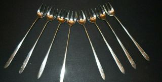 Tiffany & Co.  Set Of 8 Sterling Silver 6 " Oyster /cocktail Forks Signed