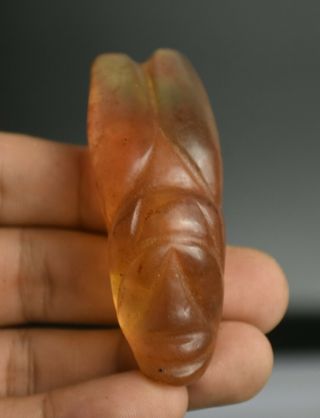 2.  8 " China Hong Shan Culture Old Red Crystal Hand Carved Cicada Sun God Pendant