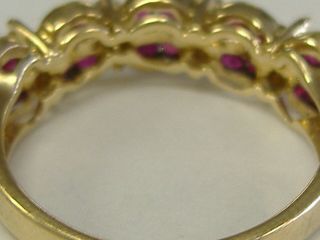 VINTAGE 14 K GOLD NATURAL RUBIES AND DIAMONDS RING / BAND SIZE 7,  25 6