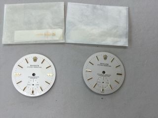 2 Rare Vintage Rolex Oyster Perpetual Seperate Seconds Dials With Hands.  25mm