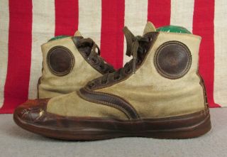 Vintage 1920s Bf Goodrich Canvas High Top Basketball Sneakers Gym Shoes Sz.  6