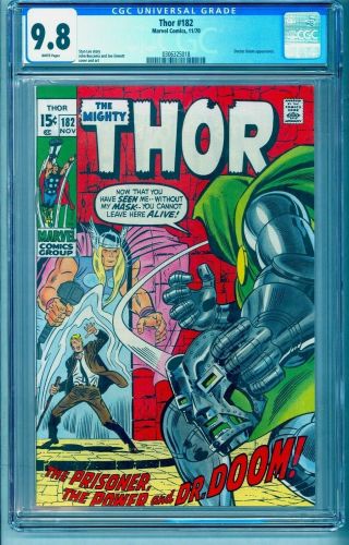 Thor 182 Cgc 9.  8 Top Grade Rare White Pages Doctor Doom Part 1 See Our 183