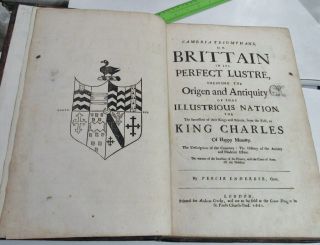 BRITAIN TRIUMPHANS/1661/RARE AUTHOR SIGNED 1st Ed.  /GILT ARMORIAL FOLIO NUM.  ILLUS 3