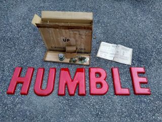 Rare Nos Vintage Humble Esso Gasoline Gas Station Sign Letters Spangler