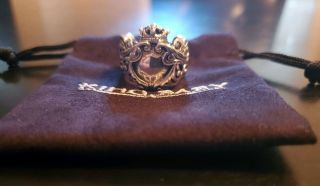 King Baby Studio - Winged Shield Ring - Sterling Silver.  925 - Vintage - Size 12