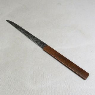 H308: Real Old Japanese Small Sword Kozuka W/blade And Good Hairline Engraving