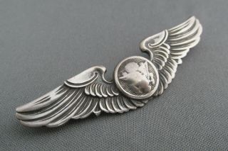 VINTAGE WW2 AMICO STERLING US ARMY AIR CORP PILOT WINGS PIN BROOCH 2