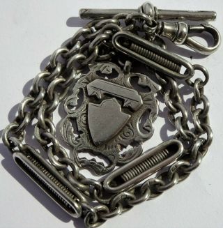 All Victorian Solid Silver Pocket Watch Albert Chain & Silver Fob,  1895