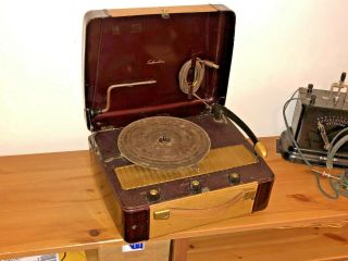 Restored Antique Silvertone Crank Phonograph Ac Battery 78 Record Player 8168