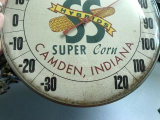 Vintage RARE S & S Hybrid Seed Corn Bubble Glass Thermometer Camden IN 3