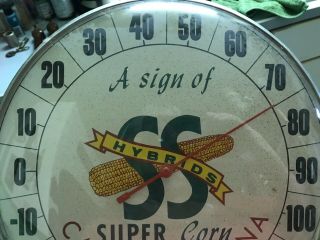 Vintage RARE S & S Hybrid Seed Corn Bubble Glass Thermometer Camden IN 6