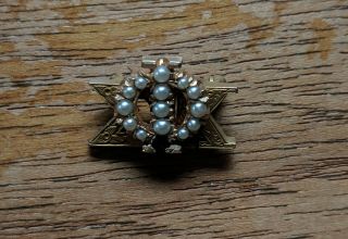 Antique 1936 Sigma Kappa Phi 14k Gold,  Pearl,  And Sapphire Fraternity Pin