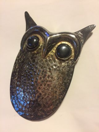 Los Castillo Taxco Owl Pendant Pin Brooch Silver