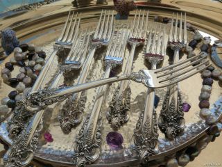 1 Sterling Silver True Dinner Size Fork Wallace Grand Baroque No Mono