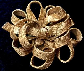 Very Rare Christian Dior Ribbon Brooch/pin Dimensioal Goldtonegermany 1964 Sgnd
