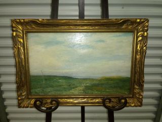 Antique 19th Century Oil Painting Landscape On Canvas Framed