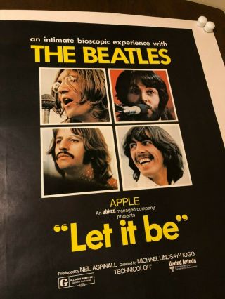 Vintage 1970 Beatles Let It Be 30X40 Movie Poster - No Folds 2