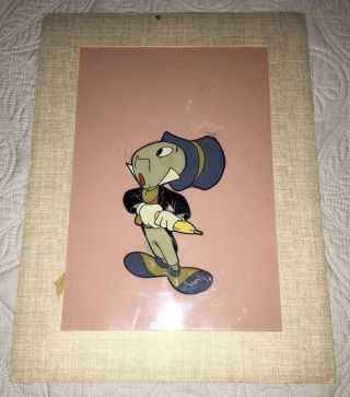 Jiminy Cricket Production Cel Disney Art Corner Vintage Disneyland - Pinocchio
