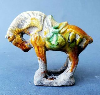 Antique Chinese Glazed Pottery Horse Figure 2 1/2 "