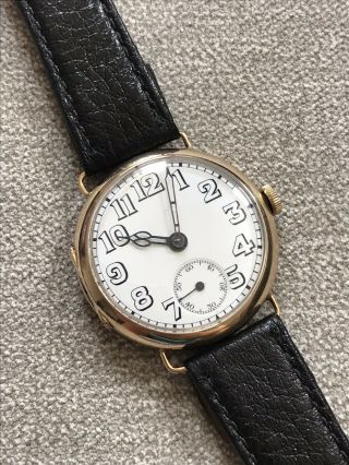 Ww1 Vintage 9ct Gold Officers Trench Watch Swiss Made - London 1915