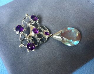 Antique Art Nouveau Amethyst Paste & Saphiret Pin/brooch