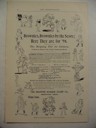 1894 Brownie Rubber Stamp Co.  Palmer Cox Brownies Ad Ironton,  Ohio