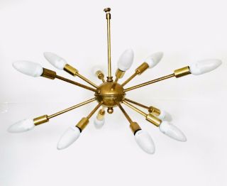 Vtg Mid Century Modern Atomic Sputnik Starburst Chandelier Light Fixture Pendant