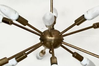 Vtg Mid Century Modern Atomic Sputnik Starburst Chandelier Light Fixture Pendant 2