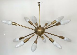Vtg Mid Century Modern Atomic Sputnik Starburst Chandelier Light Fixture Pendant 6