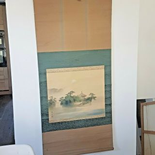 Antique Japanese Signed Kakemono Silk And Paper Hanging Scroll