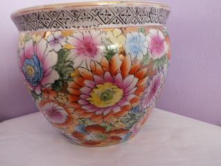 Fabulous Vintage Chinese Porcelain Many Flowers Design Planter 17 Cms Diameter