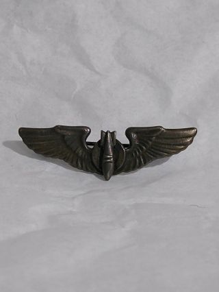 Vintage Wwii Us Military Pin Wings Bomber Sterling Silver - Small