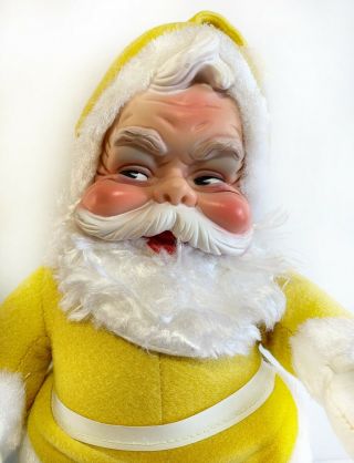 Rare Vintage Rushton Yellow Rubber Faced Santa Christmas 2