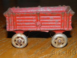 Arcade Cast Iron Red Open Farm Wagon Metal Wheels All Good Piece Look