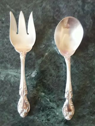 Melrose By Gorham 2 Piece Salad Set,  Fork /spoon Serving Sterling Silver No Mono