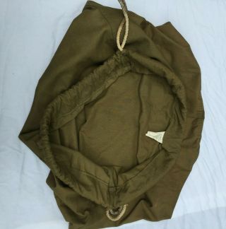 WWII US Army OD Green Barracks Bag with Tag Dated 5 June 1944 Betty Ann Bag Co. 6